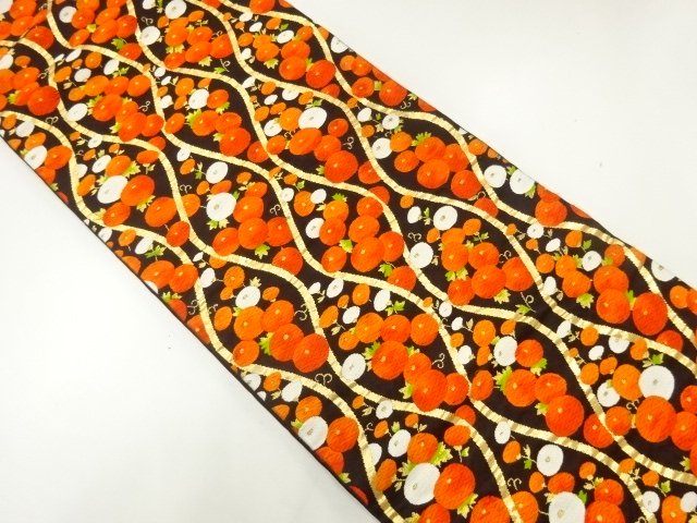 JAPANESE KIMONO / FUKURO OBI / WOVEN TATEWAKU PATTERN & KIKU 